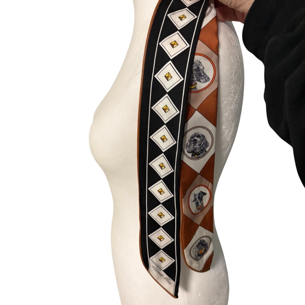 Hermes Colliers Et Chiens Forever Silk Dog Twilly Scarf Black Silk Hermes Box - Picture 9 of 10